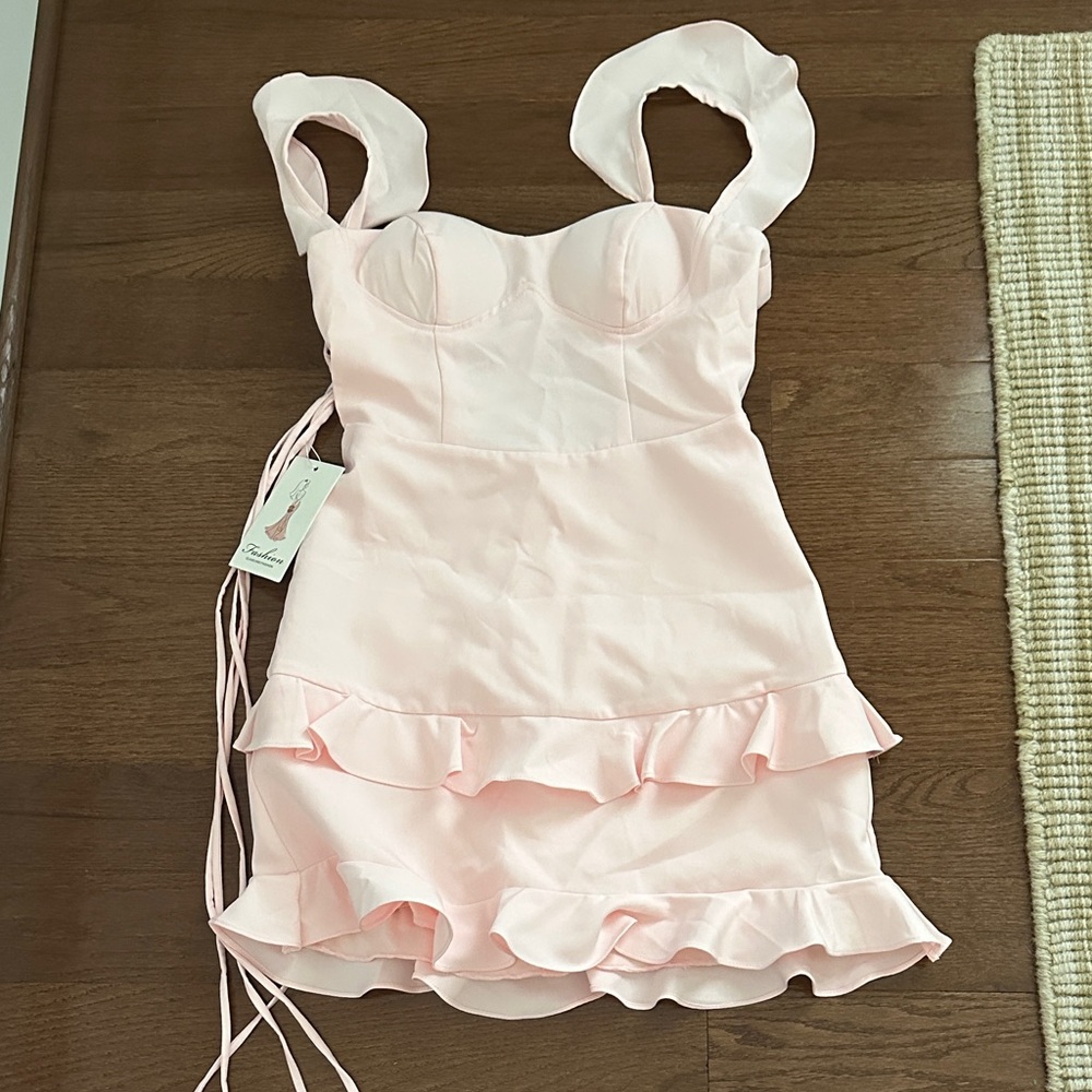 Elegant Pink Ruffled Dress- Homecoming dress